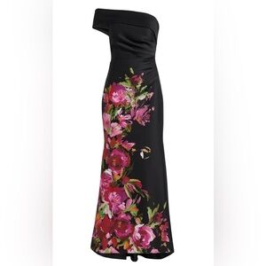 Eliza J Placed Floral One-Shoulder Gown - Size 14 - NWOT